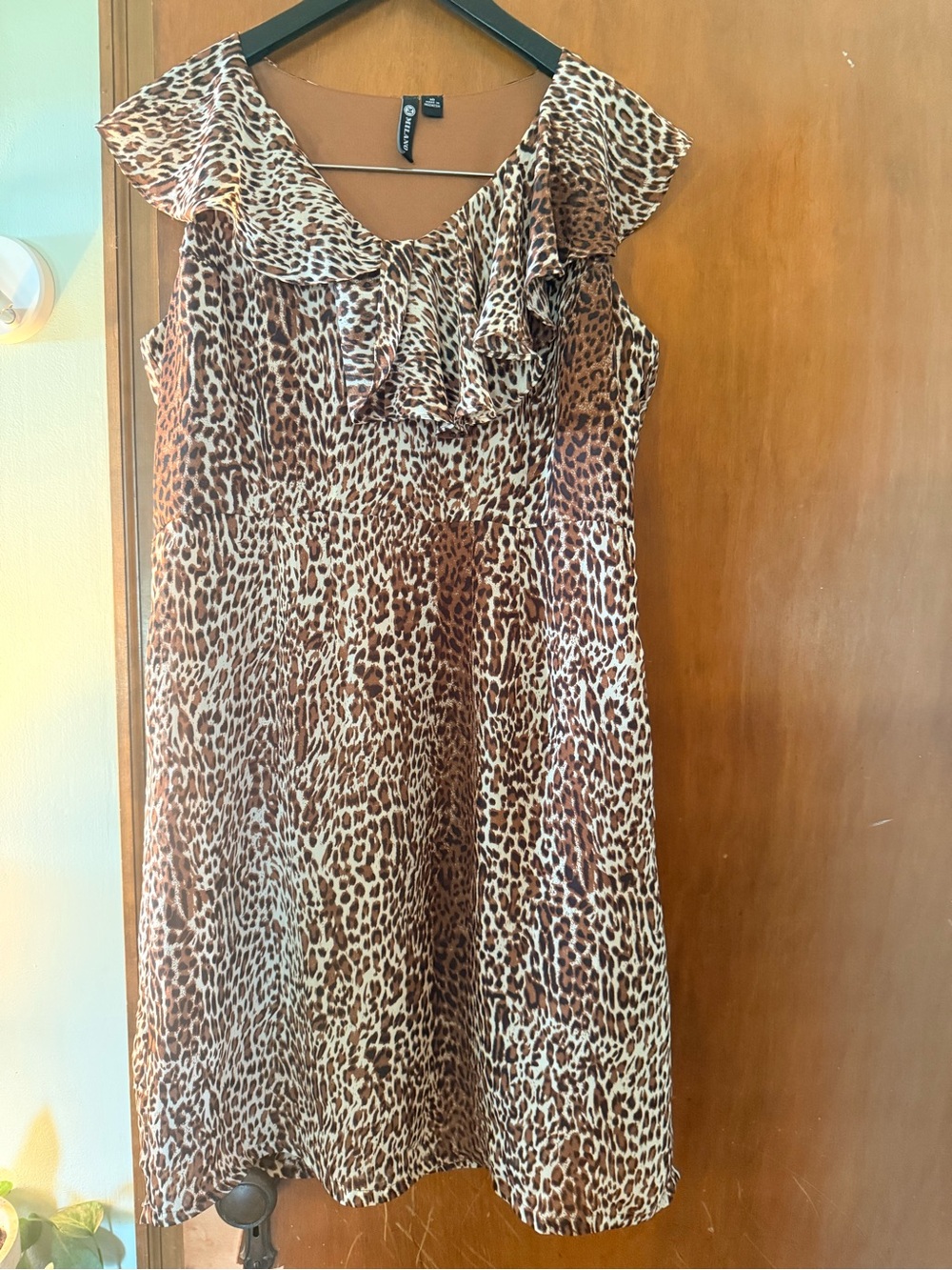 Milano Brown and Cream Leopard Print V-Neck Top